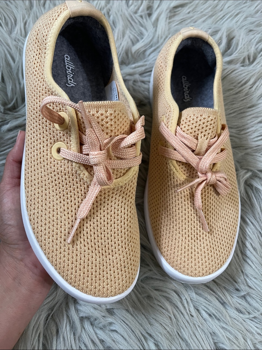 allbirds Peach Knit Lace-Up Sneakers in Soft Peach